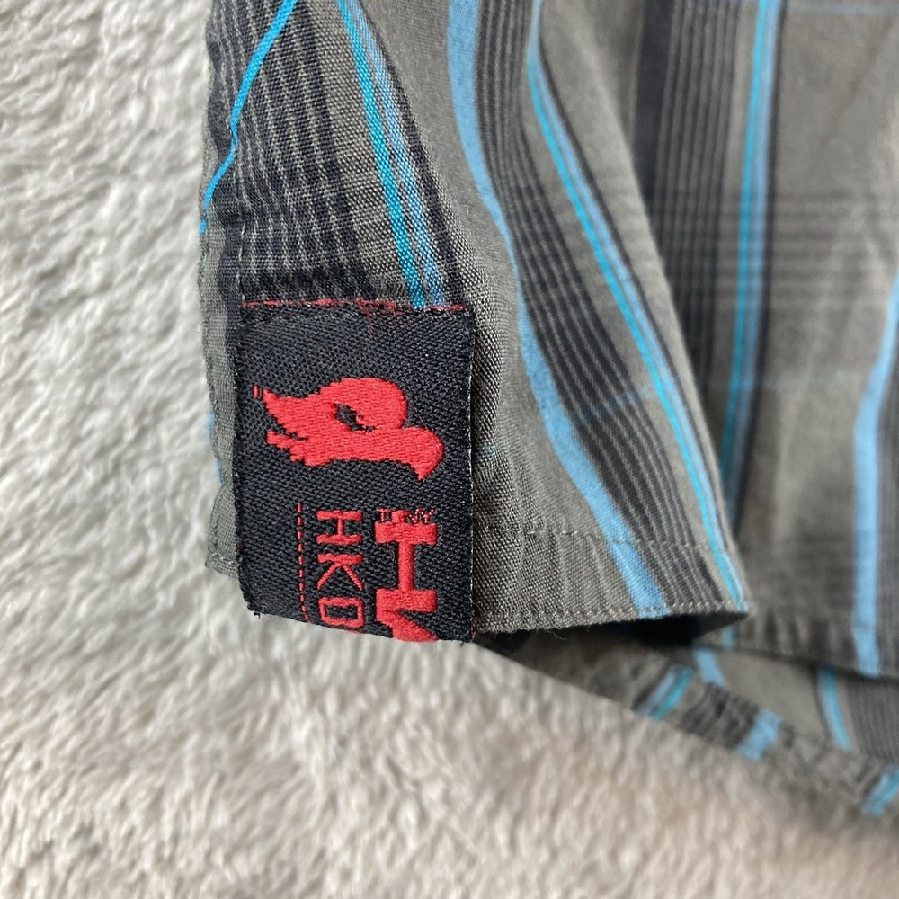 Tony Hawk Shirt Mens Size XXL Long Sleeve Button Up Gray Black Blue‎ Stripe - Picture 6 of 11